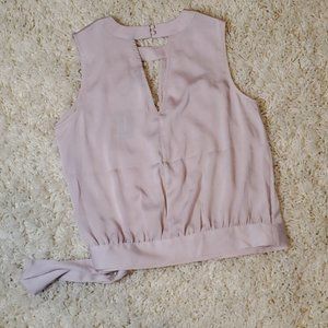 Satin Surplice Cut Out Side Tie Sleeveless Top